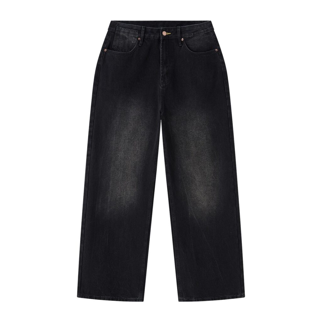 Men’s Vintage Wash Wide Leg Denim Jeans