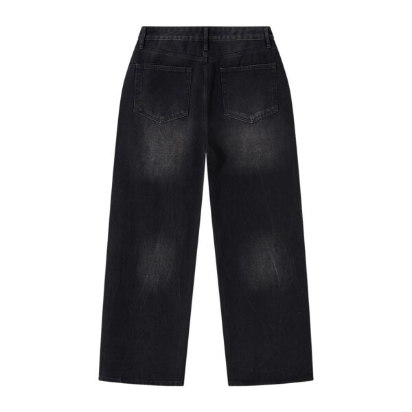 Men’s Vintage Wash Wide Leg Denim Jeans - Image 2