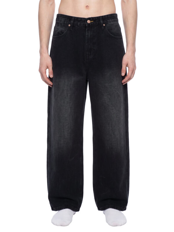 Men’s Vintage Wash Wide Leg Denim Jeans - Image 3
