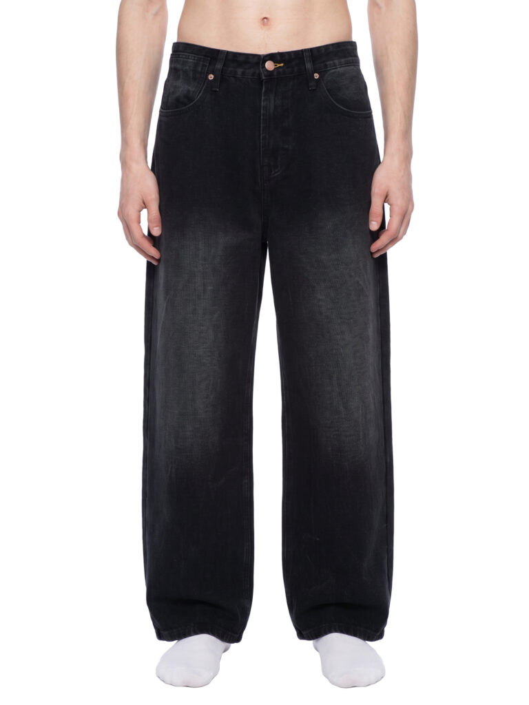 Men’s Vintage Wash Wide Leg Denim Jeans