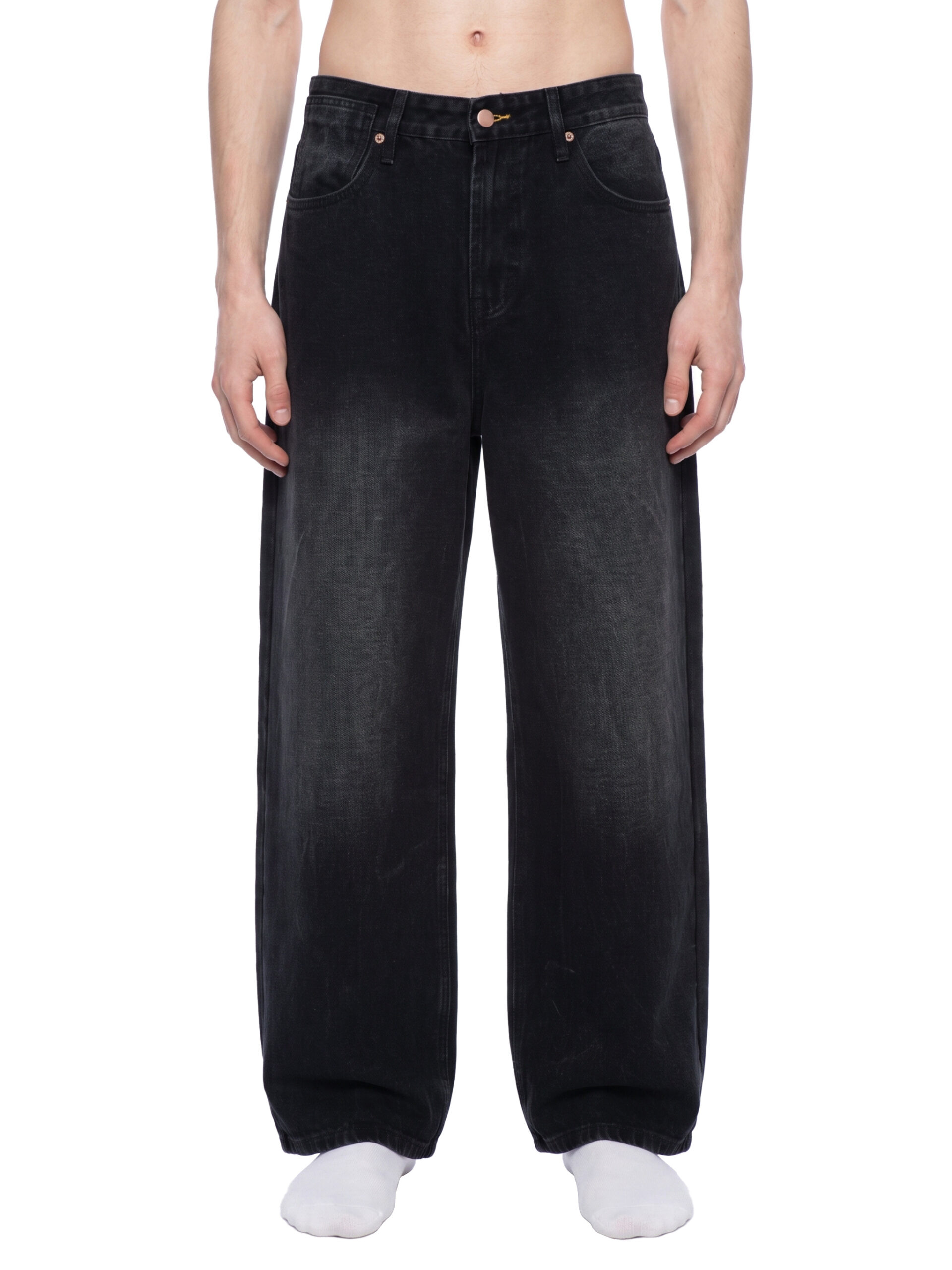 Men’s Vintage Wash Wide Leg Denim Jeans - Image 3