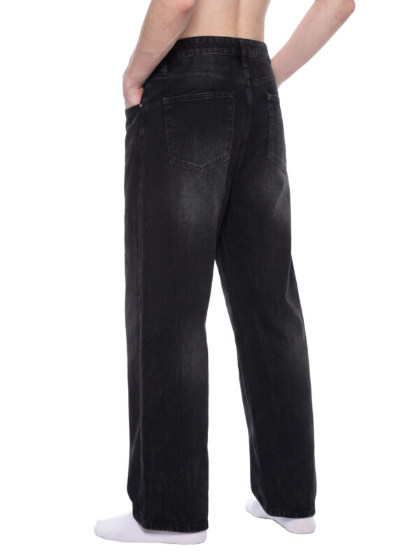 Men’s Vintage Wash Wide Leg Denim Jeans - Image 5