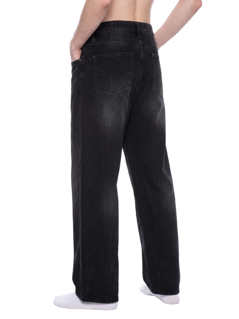 Men’s Vintage Wash Wide Leg Denim Jeans