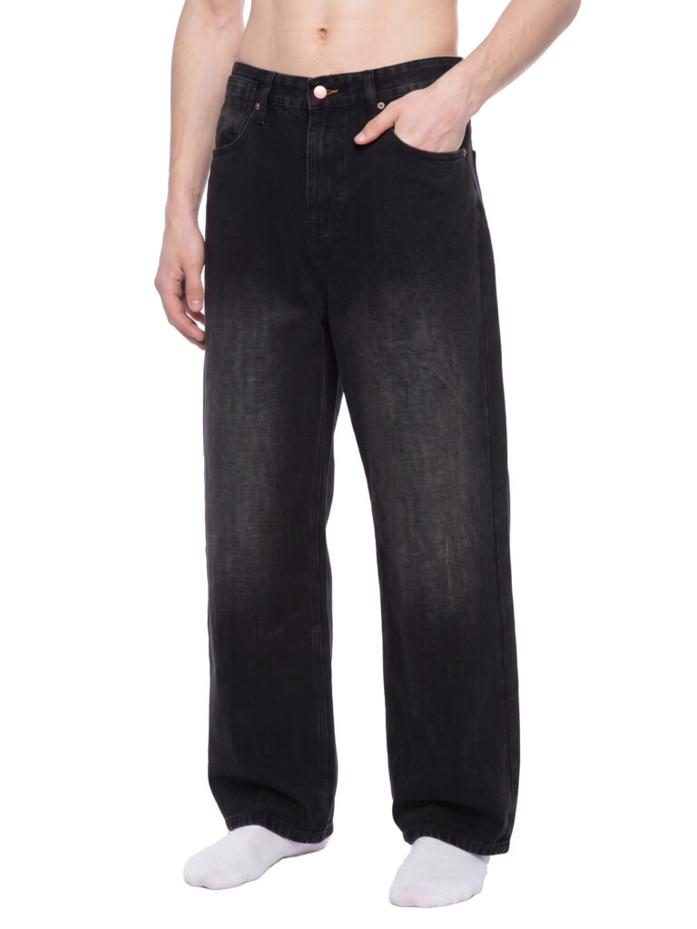 Men’s Vintage Wash Wide Leg Denim Jeans