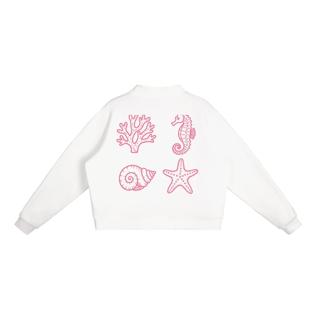 Essential Fleece Mock-Neck Crew Sweatshirt: Neon Outline Edition