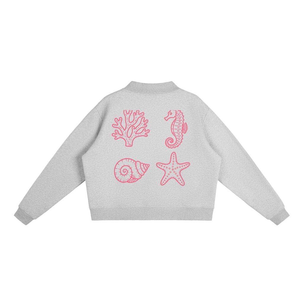 Essential Fleece Mock-Neck Crew Sweatshirt: Neon Outline Edition