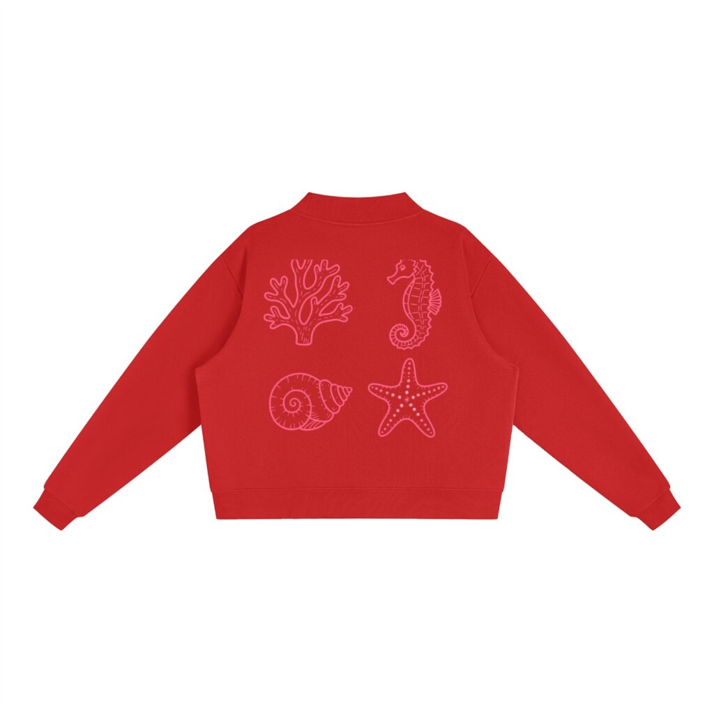 Essential Fleece Mock-Neck Crew Sweatshirt: Neon Outline Edition