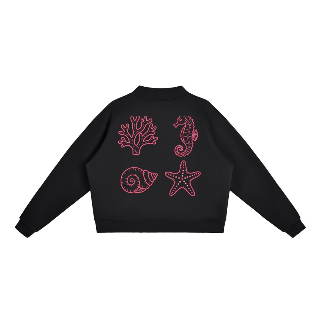 Essential Fleece Mock-Neck Crew Sweatshirt: Neon Outline Edition