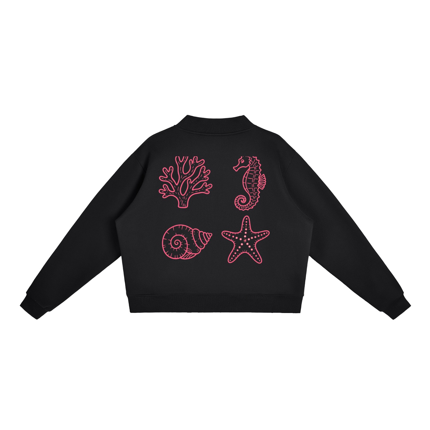 Essential Fleece Mock-Neck Crew Sweatshirt: Neon Outline Edition - Image 2