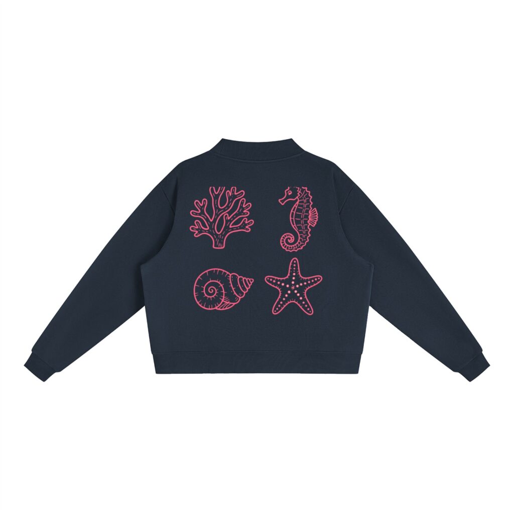Essential Fleece Mock-Neck Crew Sweatshirt: Neon Outline Edition