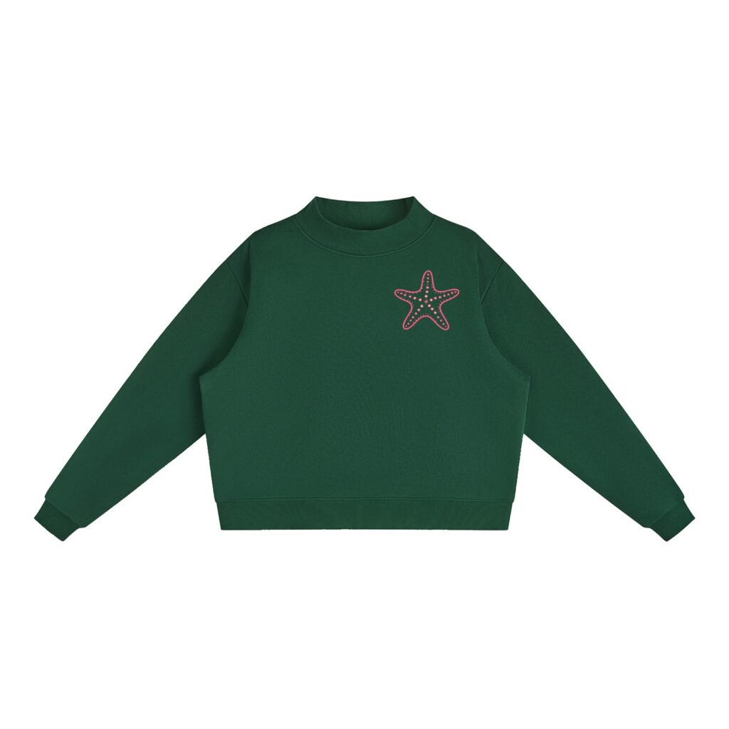 Essential Fleece Mock-Neck Crew Sweatshirt: Neon Outline Edition