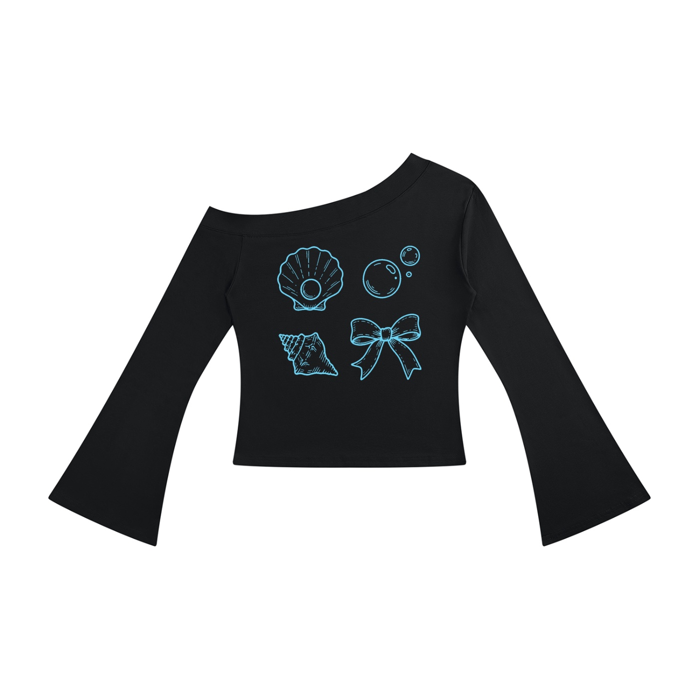 Women's Off Shoulder Bell Sleeve T-Shirt - Image 1