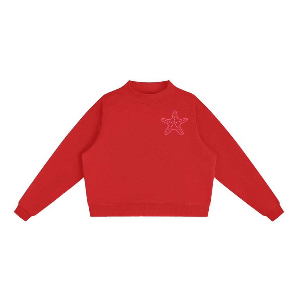Essential Fleece Mock-Neck Crew Sweatshirt: Neon Outline Edition