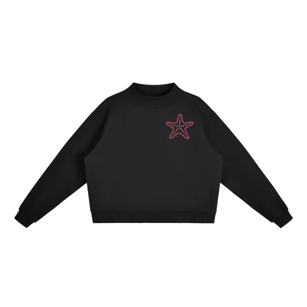 Essential Fleece Mock-Neck Crew Sweatshirt: Neon Outline Edition