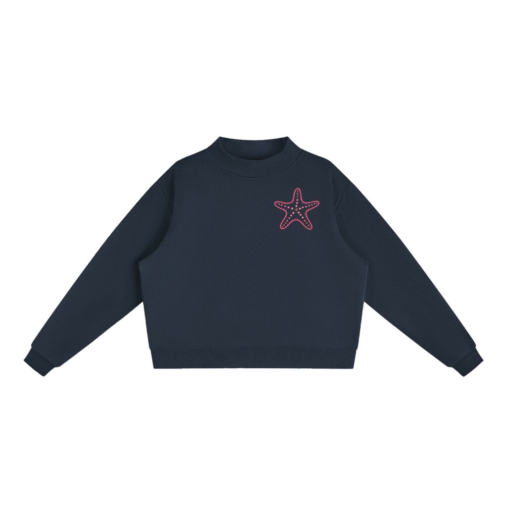 Essential Fleece Mock-Neck Crew Sweatshirt: Neon Outline Edition
