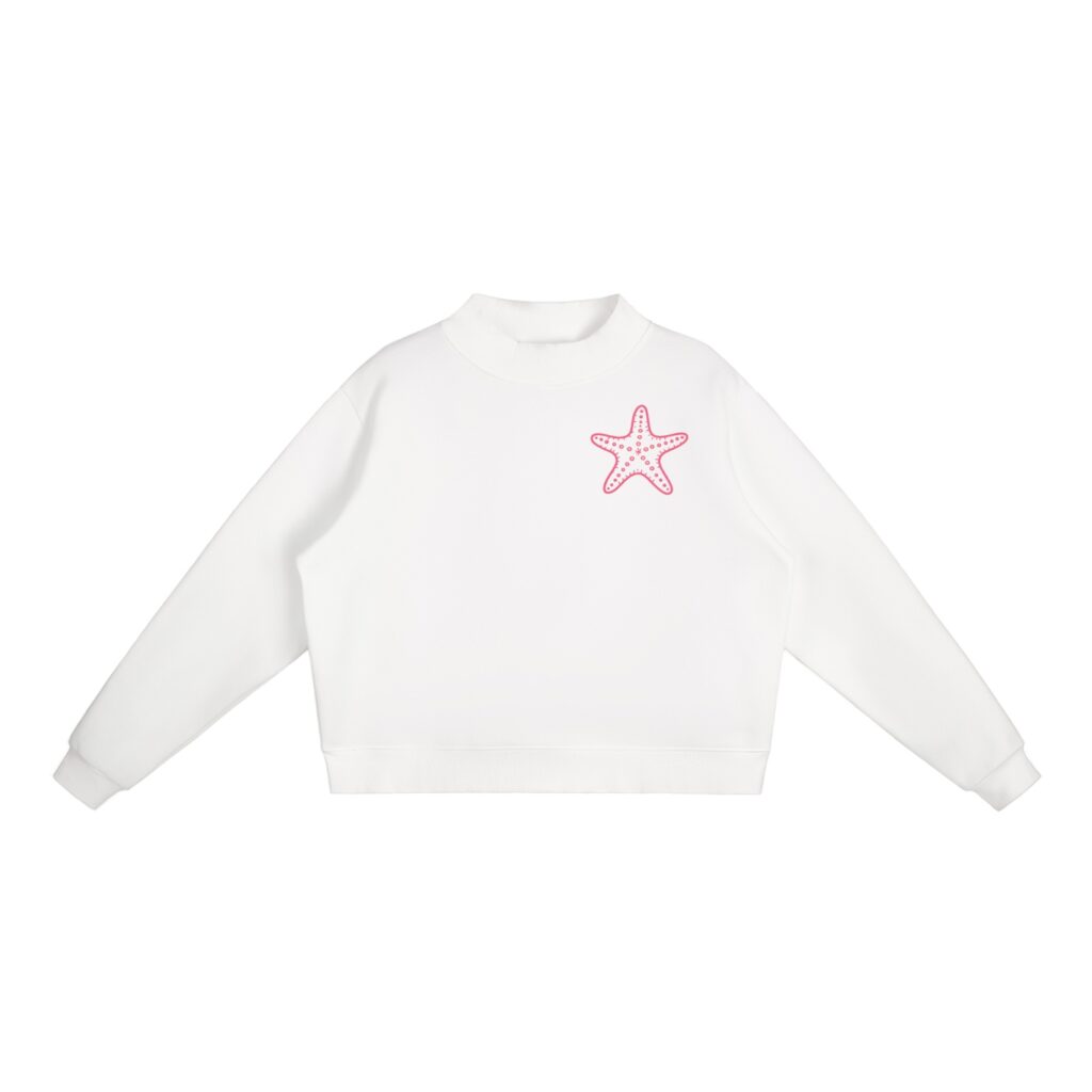 Essential Fleece Mock-Neck Crew Sweatshirt: Neon Outline Edition