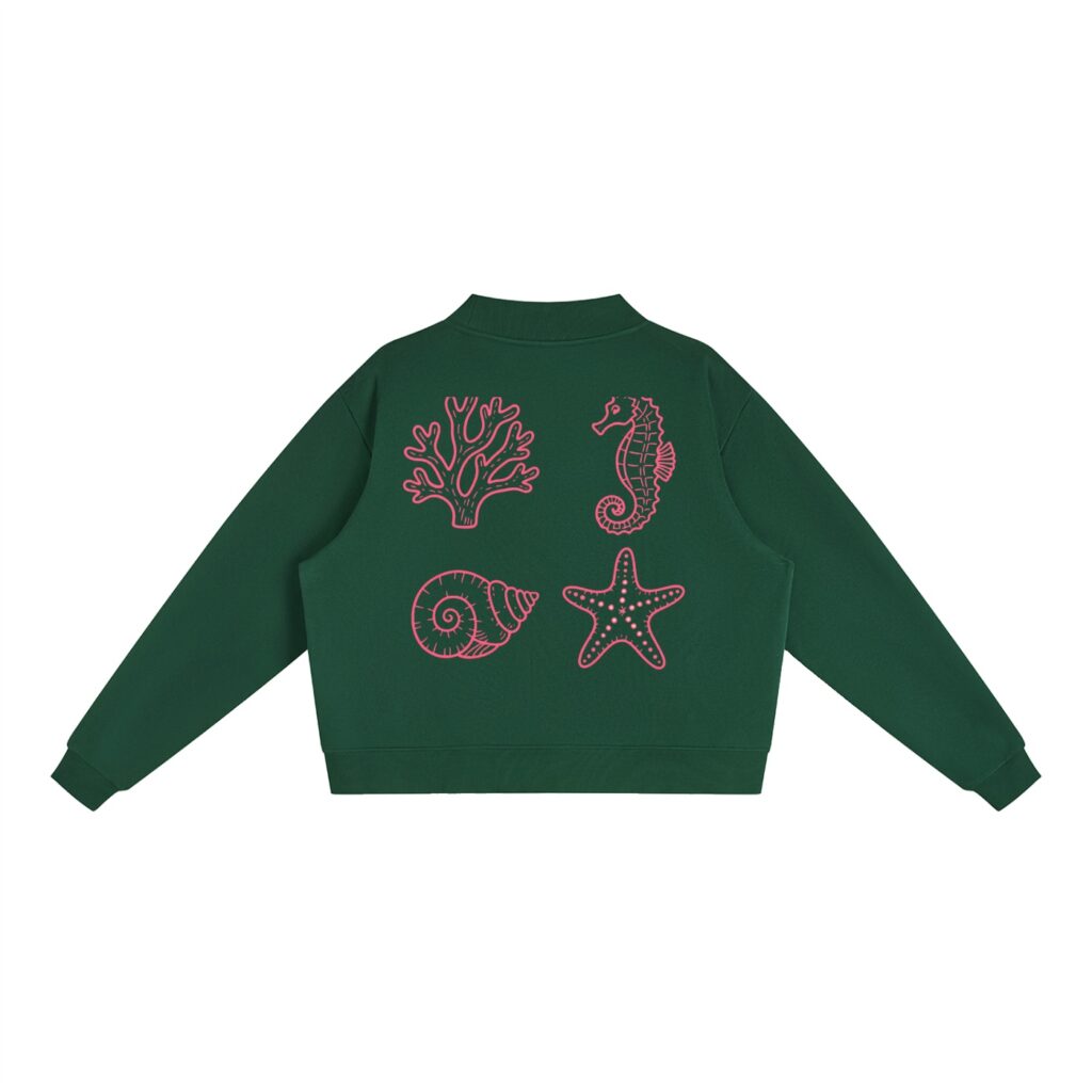 Essential Fleece Mock-Neck Crew Sweatshirt: Neon Outline Edition